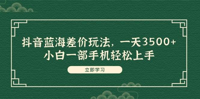 抖音蓝海差价玩法，一天3500+，小白一部手机轻松上手-搜易资源网