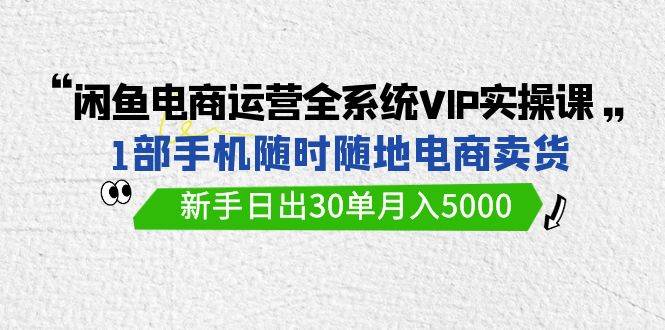 闲鱼电商运营全系统VIP实战课，1部手机随时随地卖货，新手日出30单月入5000-搜易资源网