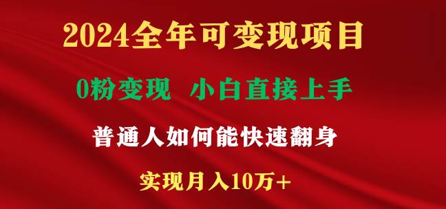 2024全年可变现项目，一天收益至少2000+，小白上手快，普通人就要利用互…-搜易资源网