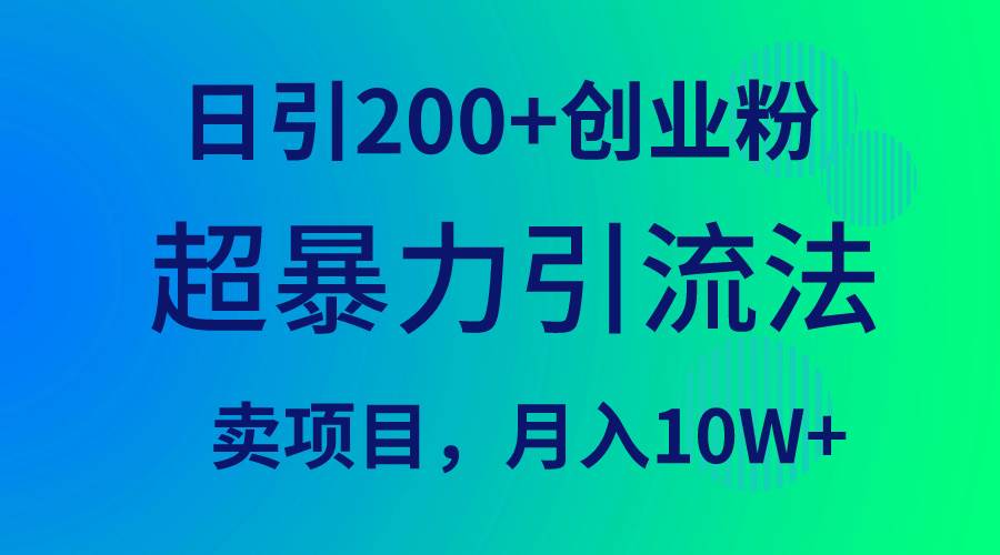超暴力引流法，日引200+创业粉，卖项目月入10W+-搜易资源网
