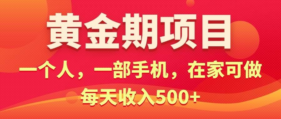 黄金期项目，电商搞钱！一个人，一部手机，在家可做，每天收入500+-搜易资源网