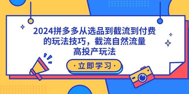 2024拼多多从选品到截流到付费的玩法技巧，截流自然流量玩法，高投产玩法-搜易资源网