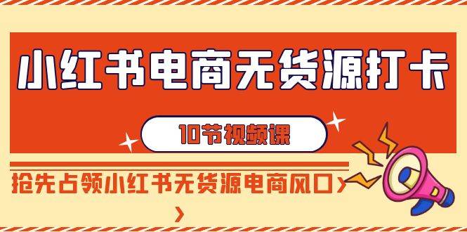 小红书电商-无货源打卡，抢先占领小红书无货源电商风口（10节课）-搜易资源网