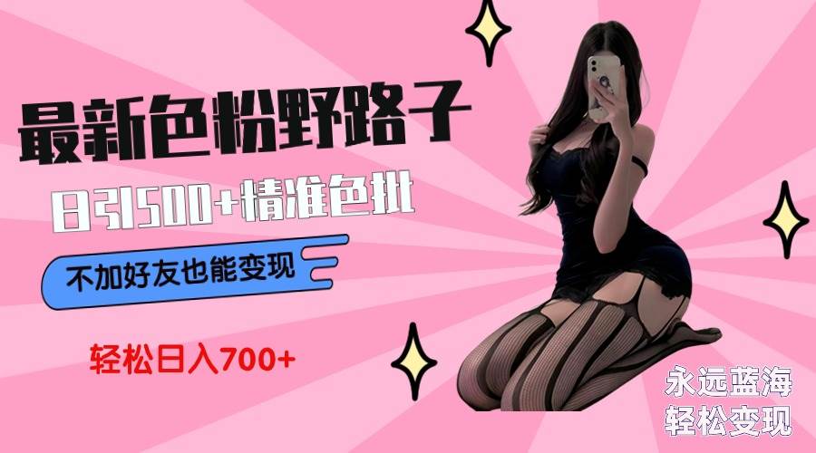最新色粉变现野路子，日引500+老色批 可不加好友直接变现 小白轻松日入700+-搜易资源网