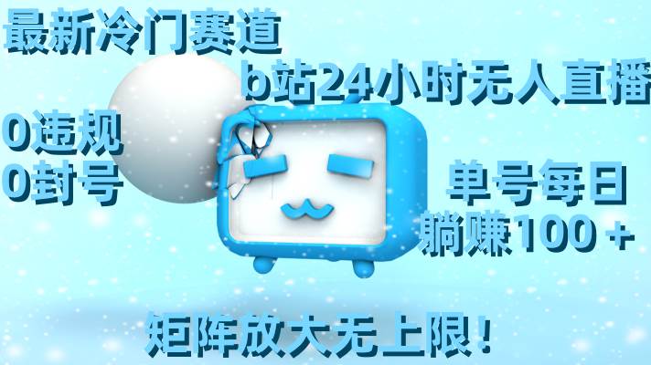 最新冷门赛道，b站24小时无人直播，0违规0封号，单号每日躺赚100＋，矩阵放大无上限！-搜易资源网