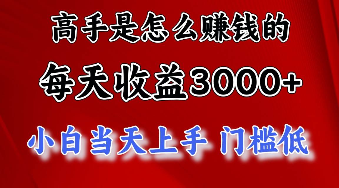 高手是怎么赚钱的，一天收益3000+ 这是穷人逆风翻盘的一个项目，非常稳…-搜易资源网