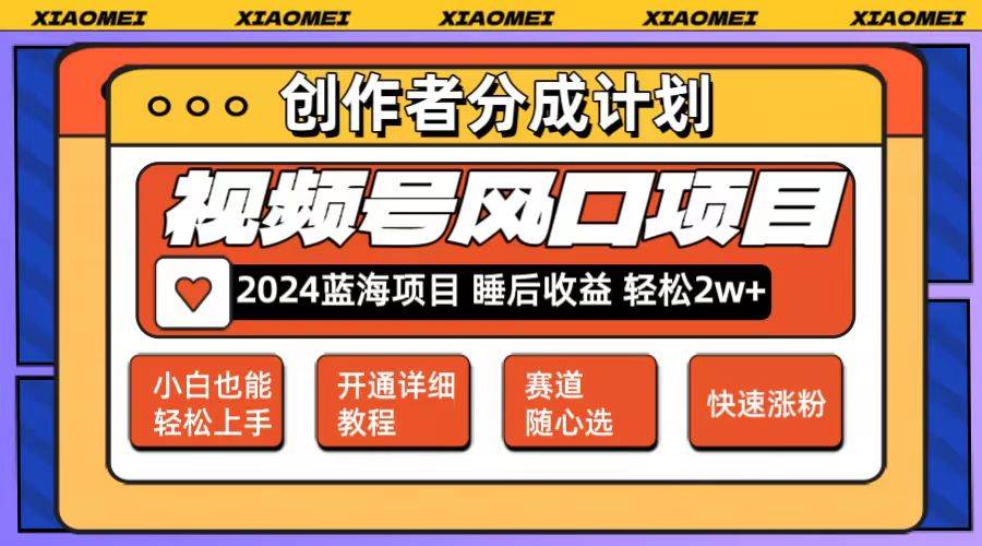 微信视频号大风口项目 轻松月入2w+ 多赛道选择，可矩阵，玩法简单轻松上手-搜易资源网