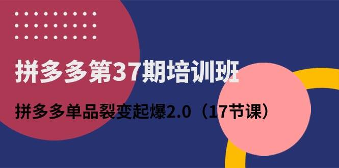 拼多多第37期培训班：拼多多单品裂变起爆2.0（17节课）-搜易资源网
