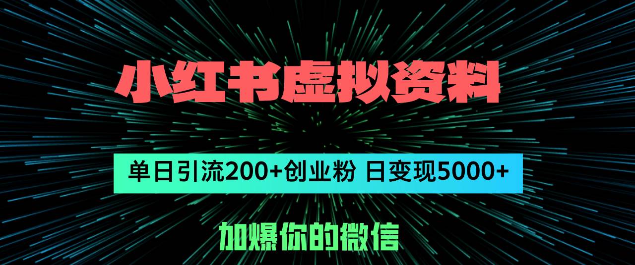 小红书虚拟资料日引流200+创业粉，单日变现5000+-搜易资源网