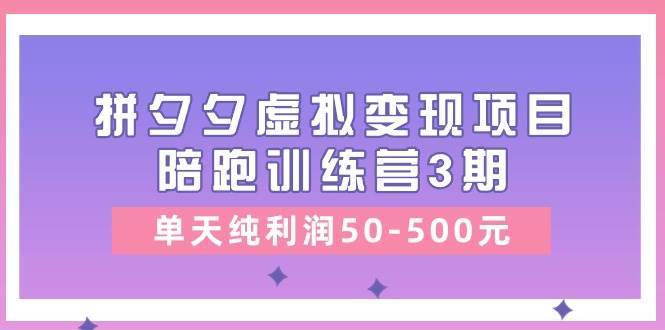 某收费培训《拼夕夕虚拟变现项目陪跑训练营3期》单天纯利润50-500元-搜易资源网