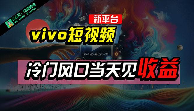 全新平台vivo短视频，新风口AI混剪无脑搬运，冷门风口当天见收益，7天…-搜易资源网