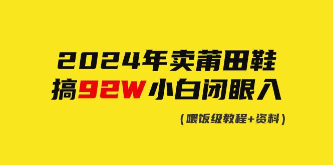 2024年卖莆田鞋，搞了92W，小白闭眼操作！-搜易资源网