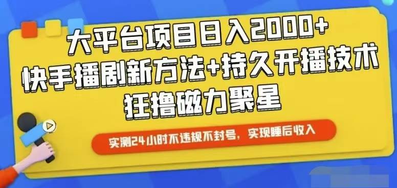 快手24小时无人直播，真正实现睡后收益-搜易资源网