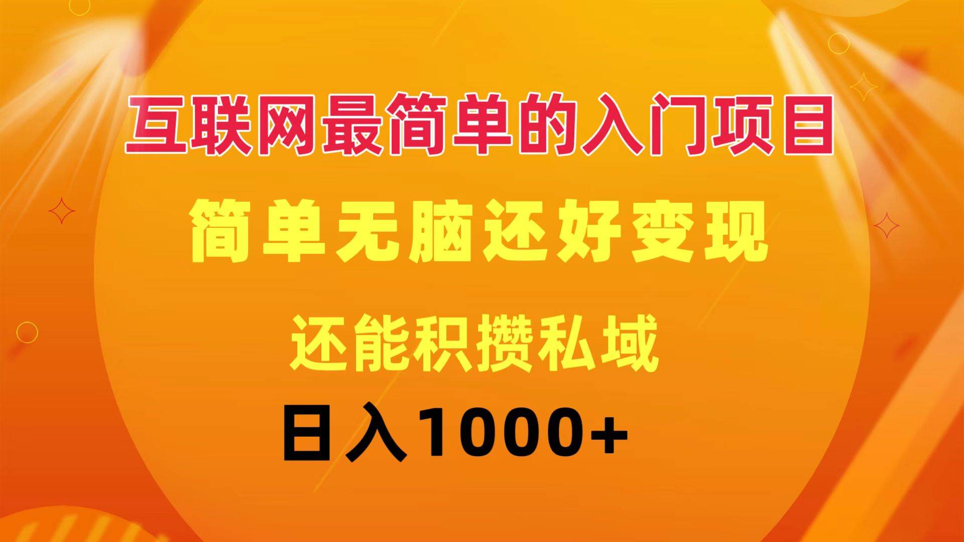 互联网最简单的入门项目：简单无脑变现还能积攒私域一天轻松1000+-搜易资源网