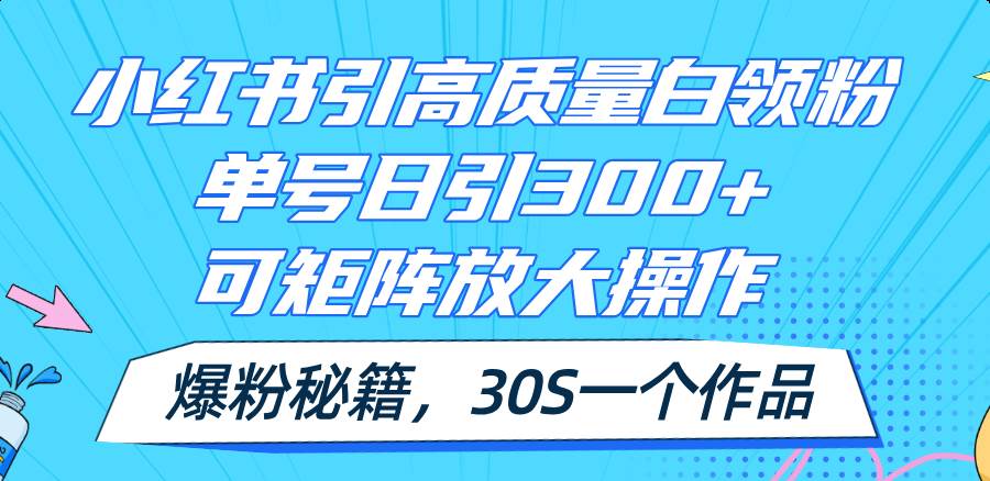 小红书引高质量白领粉，单号日引300+，可放大操作，爆粉秘籍！30s一个作品-搜易资源网