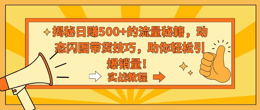 揭秘日赚500+的流量秘籍，动态闪图带货技巧，助你轻松引爆销量！-搜易资源网