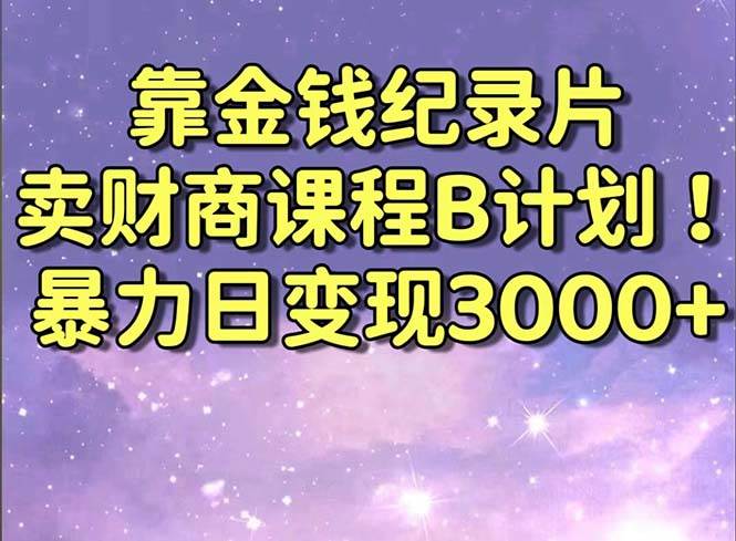 靠金钱纪录片卖财商课程B计划!暴力日变现3000+,喂饭式干货教程!-百盟网