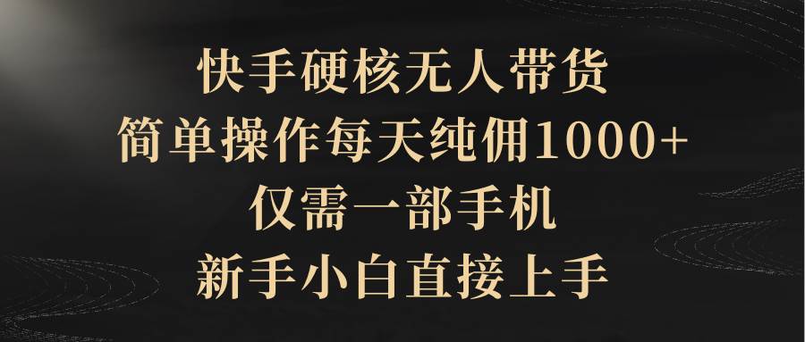 快手硬核无人带货，简单操作每天纯佣1000+,仅需一部手机，新手小白直接上手-搜易资源网